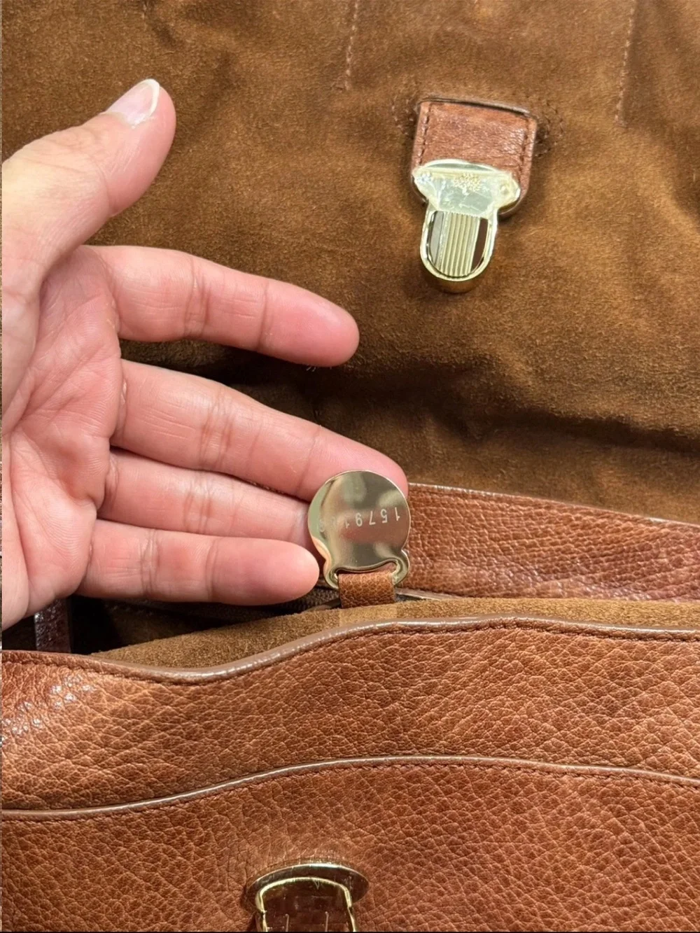 Mulberry Chestnut Brown Leather Messenger Bag with Top Handle